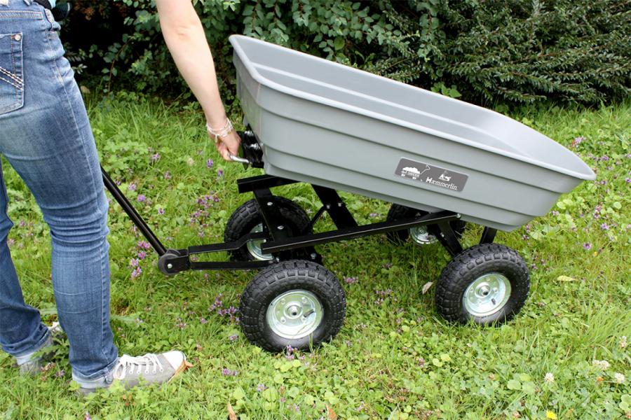 Chariot de jardin inclinable 75 litres Ranieri vert 4 roues